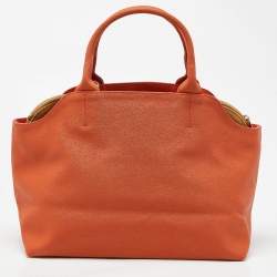 Alviero Martini 1A Classe Orange/Tan Geo Print Coated Canvas Satchel