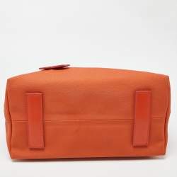 Alviero Martini 1A Classe Orange/Tan Geo Print Coated Canvas Satchel