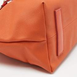 Alviero Martini 1A Classe Orange/Tan Geo Print Coated Canvas Satchel