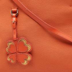 Alviero Martini 1A Classe Orange/Tan Geo Print Coated Canvas Satchel