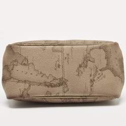 Alviero Martini 1A Classe Choco Brown/Beige Coated Canvas and Leather Top Handle Bag