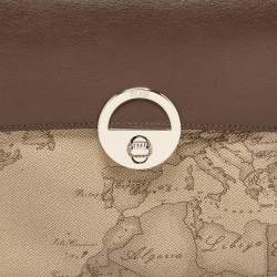 Alviero Martini 1A Classe Choco Brown/Beige Coated Canvas and Leather Top Handle Bag