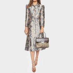 Alviero Martini 1A Classe Choco Brown/Beige Coated Canvas and Leather Top Handle Bag