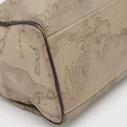 Alviero Martini 1A Classe Grey/Brown Geo Print Coated Canvas and Leather Satchel