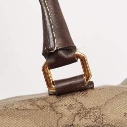 Alviero Martini 1A Classe Grey/Brown Geo Print Coated Canvas and Leather Satchel
