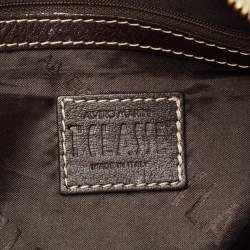 Alviero Martini 1A Classe Grey/Brown Geo Print Coated Canvas and Leather Satchel