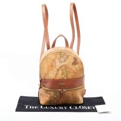 Alviero Martini 1A Classe Beige/Brown Geo Classic Print Coated Canvas and Leather Backpack
