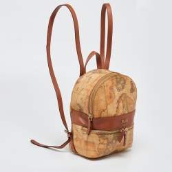 Alviero Martini 1A Classe Beige/Brown Geo Classic Print Coated Canvas and Leather Backpack