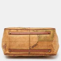 Alviero Martini 1A Classe Beige Geo Print Coated Canvas and Leather Top Handle Bag