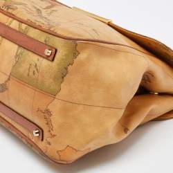 Alviero Martini 1A Classe Beige Geo Print Coated Canvas and Leather Top Handle Bag