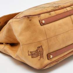 Alviero Martini 1A Classe Beige Geo Print Coated Canvas and Leather Top Handle Bag