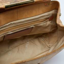 Alviero Martini 1A Classe Beige Geo Print Coated Canvas and Leather Top Handle Bag