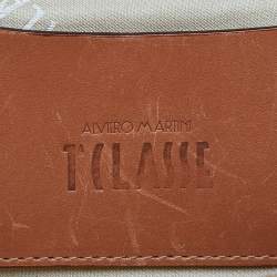 Alviero Martini 1A Classe Beige Geo Print Coated Canvas and Leather Top Handle Bag