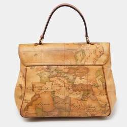 Alviero Martini 1A Classe Beige Geo Print Coated Canvas and Leather Top Handle Bag