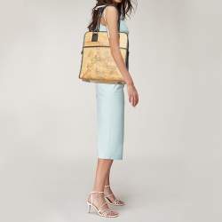 Pre Owned Alviero Martini 1A Classe Beige/Brown Geo Classic Print Coated Canvas and Leather Tote