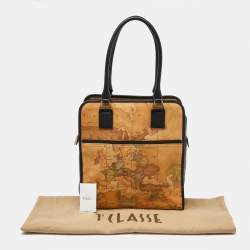 Pre Owned Alviero Martini 1A Classe Beige/Brown Geo Classic Print Coated Canvas and Leather Tote