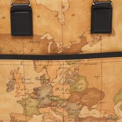 Pre Owned Alviero Martini 1A Classe Beige/Brown Geo Classic Print Coated Canvas and Leather Tote