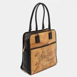 Pre Owned Alviero Martini 1A Classe Beige/Brown Geo Classic Print Coated Canvas and Leather Tote