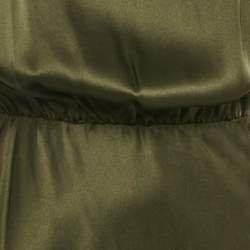Pre Owned فستان أماندا أ وبريتشارد حرير ساتان أخضر بلا أكمام طويل صغير