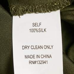 Pre Owned فستان أماندا أوبريتشارد حرير ساتان أخضر بلا أكمام طويل صغير