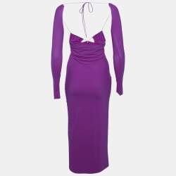Pre Owned Amazuin Pink Jersey Tie-Up Detail Midi Issad Dress One Size