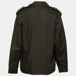 Amen Dark Green Cotton Crystal Embellished Epaulette Detail Military Jacket M