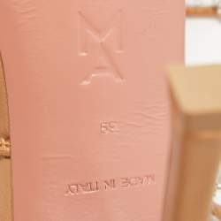 Pre Owned Amina Muaddi Metallic Beige Leather Tina Sandals Size 39