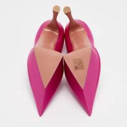 Amina Muaddi Pink Satin Yigit Platform Pumps Size 37.5