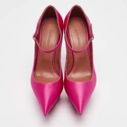 Amina Muaddi Pink Satin Yigit Platform Pumps Size 37.5