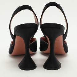 Pre Owned Amina Muaddi Black Satin Begum Slingback Pumps Size 40