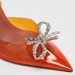 Amina Muaddi Orange PVC Rosie Slingback Pumps Size 40