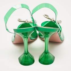 Amina Muaddi Green PVC Rosie Slingback Pumps Size 40.5