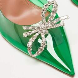 Amina Muaddi Green PVC Rosie Slingback Pumps Size 40.5