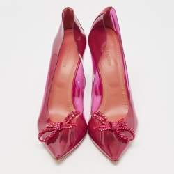 Amina Muaddi Fuchsia PVC and Leather Rosie Pumps Size 41