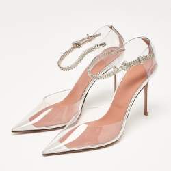 Amina Muaddi Transparent PVC and Leather Ursina Pumps Size 37