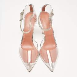 Amina Muaddi Transparent PVC and Leather Ursina Pumps Size 37