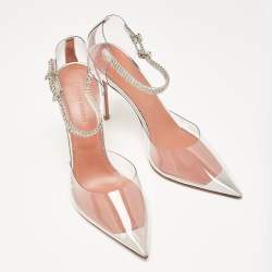 Amina Muaddi Transparent PVC and Leather Ursina Pumps Size 37