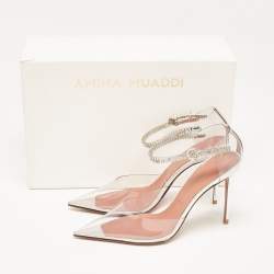 Amina Muaddi Transparent PVC and Leather Ursina Pumps Size 37