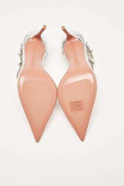 Amina Muaddi Transparent PVC and Leather Ursina Pumps Size 37