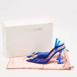 مملوكة مسبقًا Amina Muaddi Blue PVC Begum Slingback Pumps Size 37
