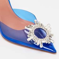مملوكة مسبقًا Amina Muaddi Blue PVC Begum Slingback Pumps Size 37