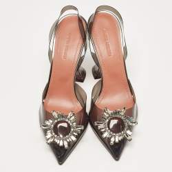Amina Muaddi Black PVC Begum Slingback Pumps Size 38