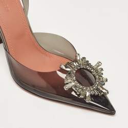 Amina Muaddi Black PVC Begum Slingback Pumps Size 38