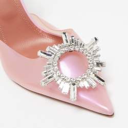 Pre Owned Amina Muaddi Pink Iridescent PVC Begum Slingback Pumps Size 38.5