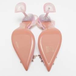 Pre Owned Amina Muaddi Pink Iridescent PVC Begum Slingback Pumps Size 38.5