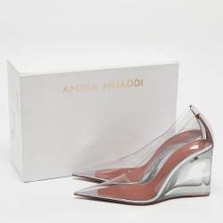 Amina Muaddi Transparent PVC Ane Wedge Pumps Size 37