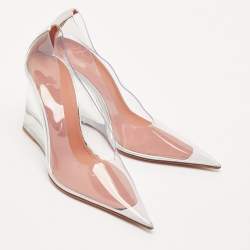 Amina Muaddi Transparent PVC Pointed Toe Ane Wedge Pumps Size 36