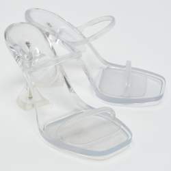 Amina Muaddi Transparent PVC Lupita Slide Sandals Size 37