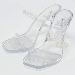 Amina Muaddi Transparent PVC Lupita Slide Sandals Size 37