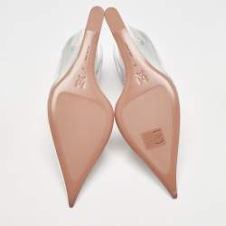 Pre Owned Amina Muaddi Transparent PVC Ane Wedge Pumps Size 40